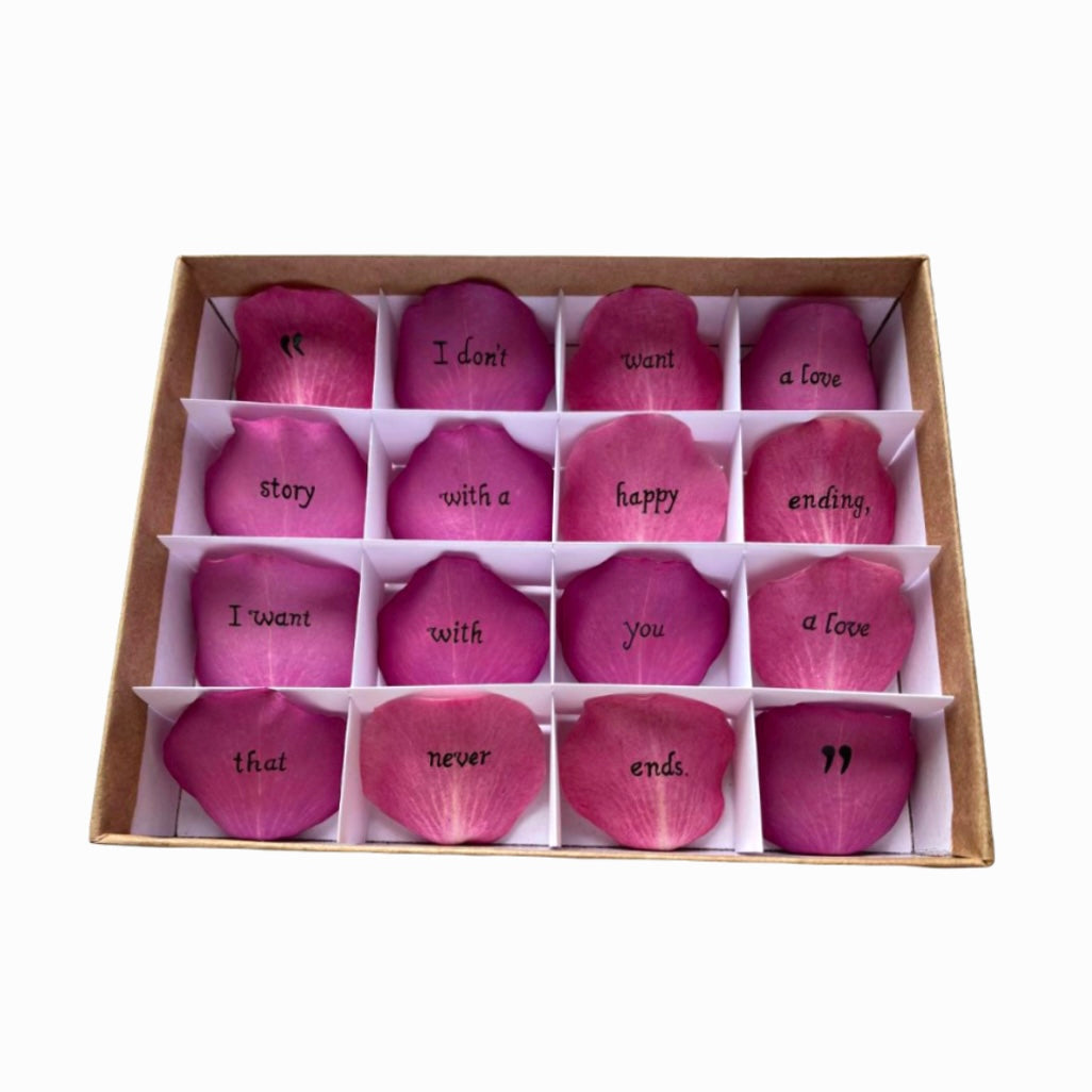Lovely Poem in Preserved Rose Petals