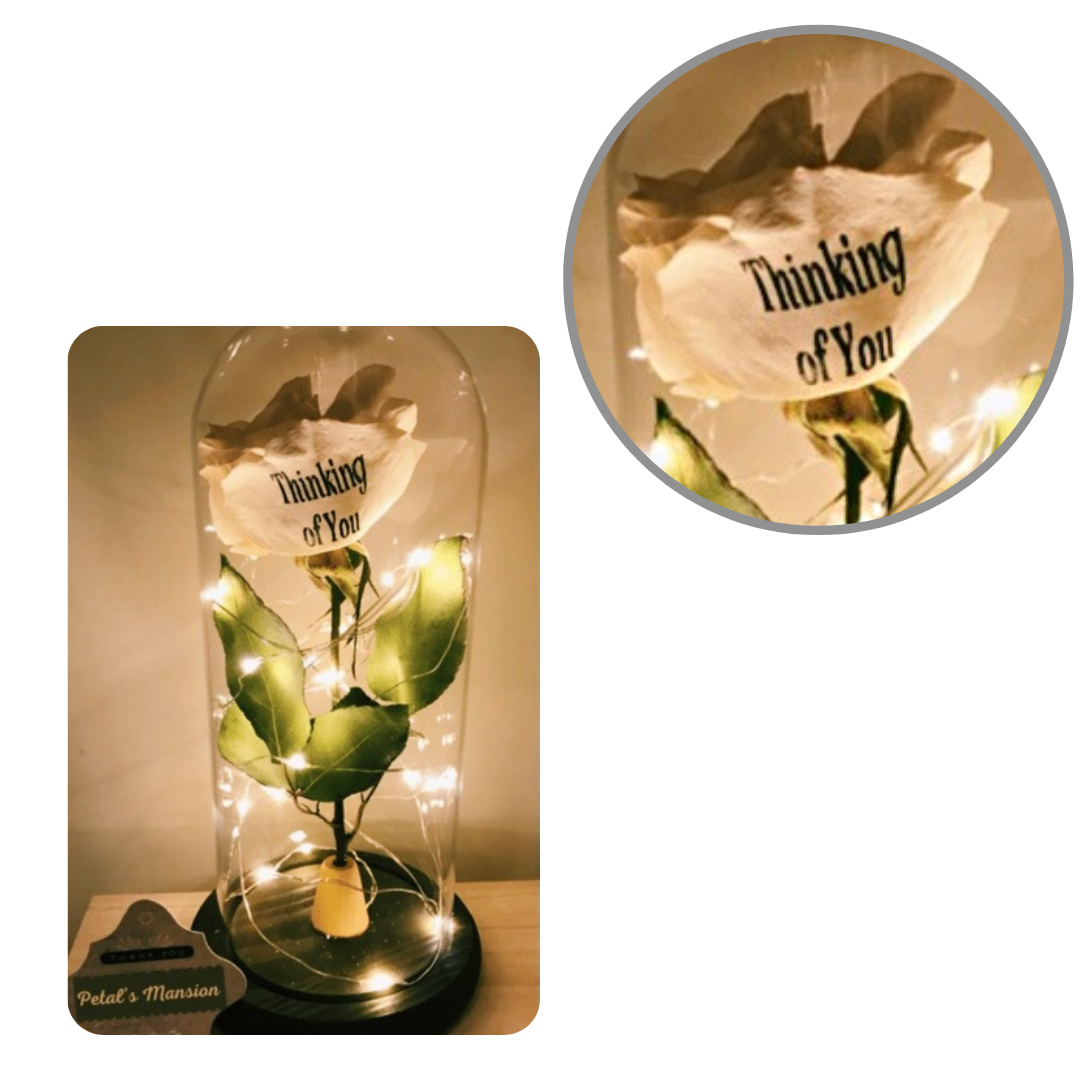 White Enchanted Rose Lamp